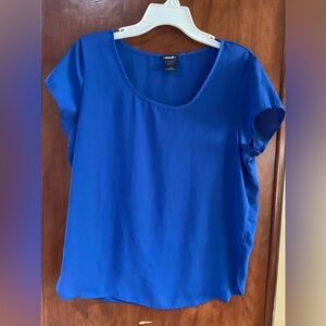 Stoosh Royal Blue Scoop Neck Short Sleeve Blouse